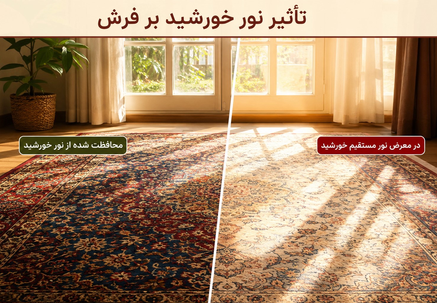 چگونه از رنگ‌پریدگی و کاهش عمر فرش جلوگیری کنیم؟
