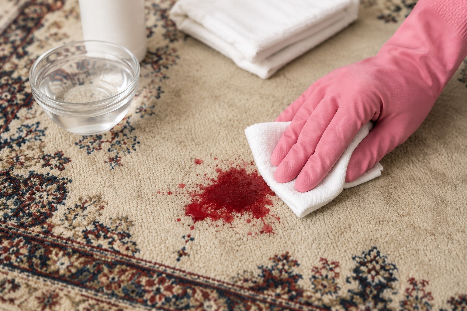 پاک کردن لکه خون از فرش
