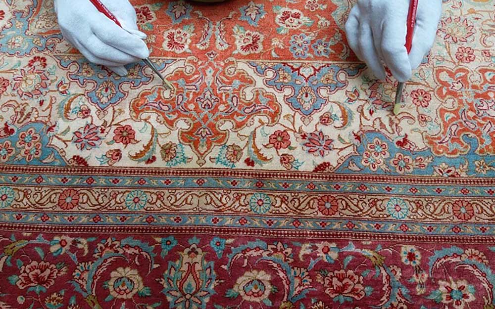 رنگ پس دادن قالی - گل ابریشم